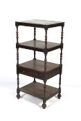 A Victorian rosewood four tier whatnot.