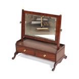 An early 19th century mahogany rectangular dressing table mirror.