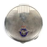 A WWII Art Deco style silver hallmarked compact with RAF badge.