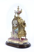 A gilt-metal Sevres-style porcelain mounted mantel clock, circa 1900.