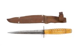 A mid-20th century military style FS type knife with sheath