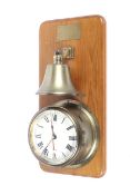 A Chime Nauticalia brass mounted clock and striking bell.