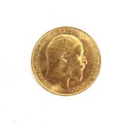 A 1902 gold £2 coin