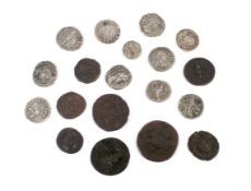A group of Roman coins.