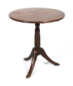 A Georgian mahogany tripod occasional table, 18th century and later adapted.