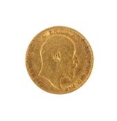 An Edward VII gold half sovereign, dated 1905.