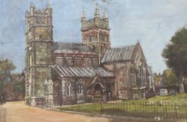 20th Century School, oil on canvas depicting a church. In giltwood frame,