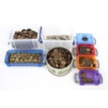 A large quantity of English nickel coins pennies and brass 3ds,