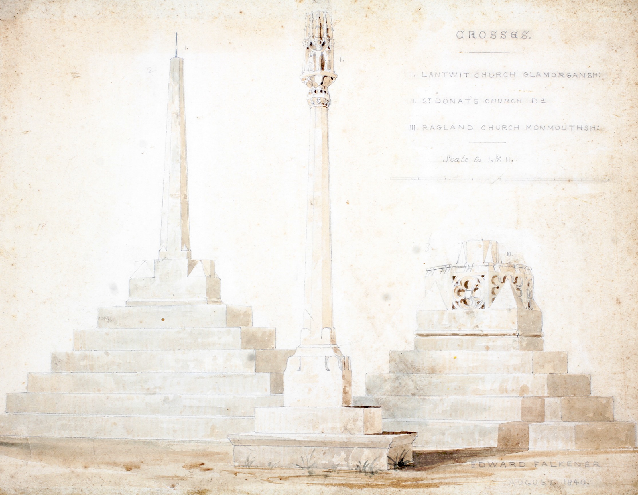 Edward Falkener (1814-1896), three ecclesiastical architectural studies in pencil, - Image 2 of 4