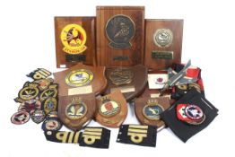 Nine British Naval Air Squadron wooden plaques,