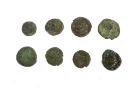 Nine Roman small bronze coins. All with descriptions, Constantine Gration, etc.