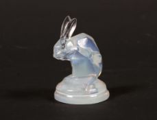 A Lalique opalescent glass model of a rabbit.