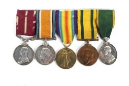A group of five WWI medals.