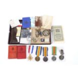 WWI medal and a replacement star with related ephemera