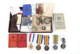 WWI medal and a replacement star with related ephemera