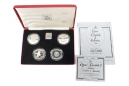 An Elizabeth II silver proof crown coin collection.