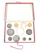 An 1887 part set with nine coins.