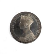 An extremely rare 1847 Gothic proof coin, plain edge. Obverse lightly cleaned.