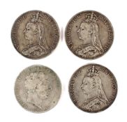 Four 19th century crown coins.