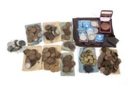 A large group of pre-decimal coins including some silver