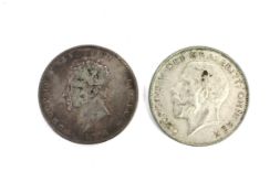 Two half crown coins from 1826 and 1923