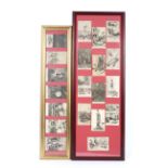 A set of framed and glazed military postcards. Twenty in total, all depicting humorous situations.