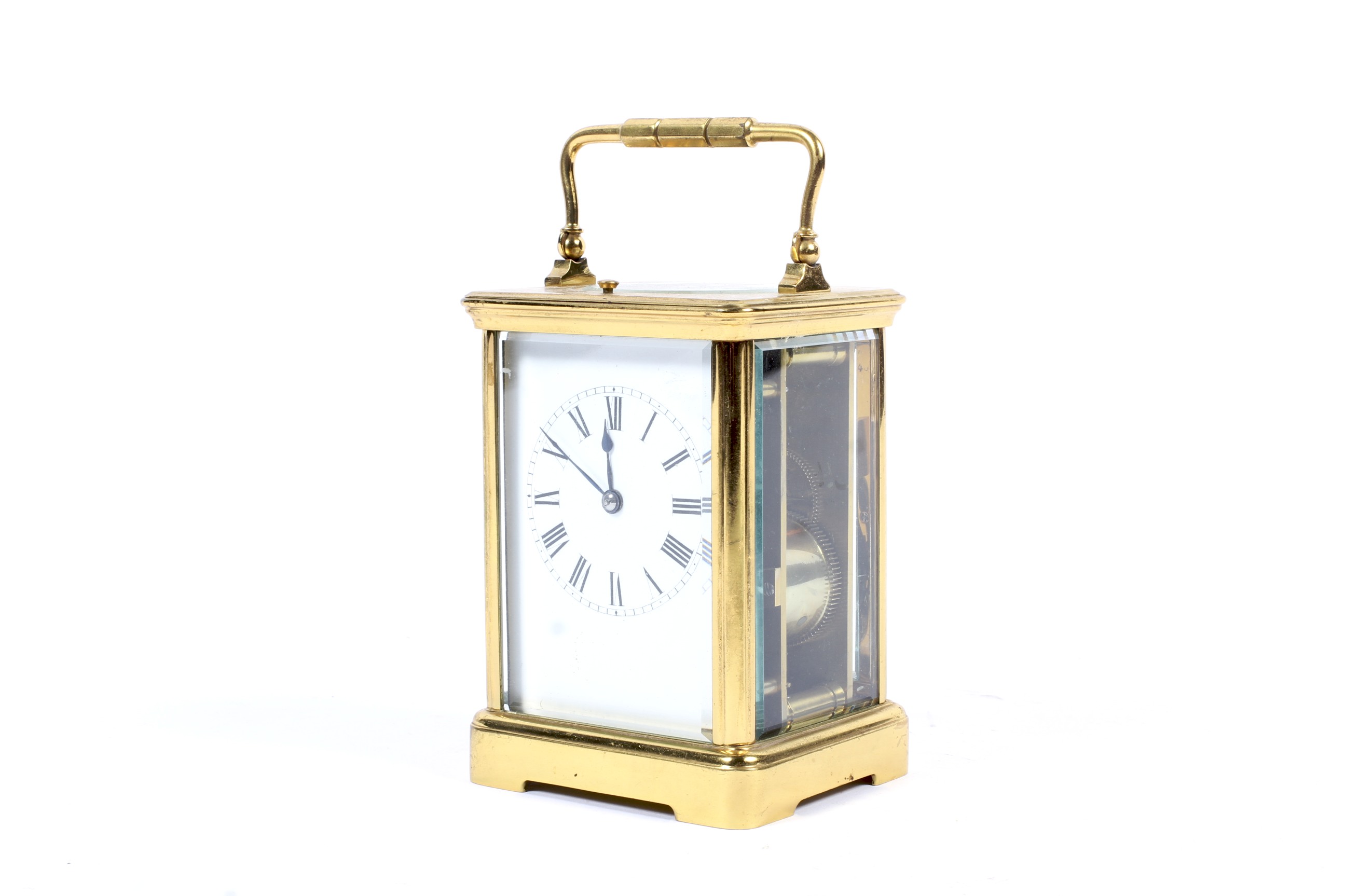 Late 19th century French brass cased carriage clock.