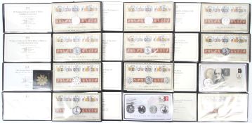 Twelve Harrington and Byrne proof 2oz silver coin sets, 2019-2021.