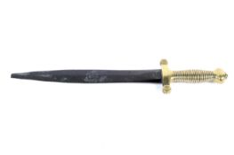 Roman sword copy. A gladius gladiator style blade with a later brass grip 49cm long.