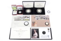 Eight Harrington and Byrne and Pobjoy Mint commemorative silver proof coins.