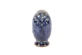 A Doulton Lambeth stoneware owl shaped sugar caster, early 20th century.