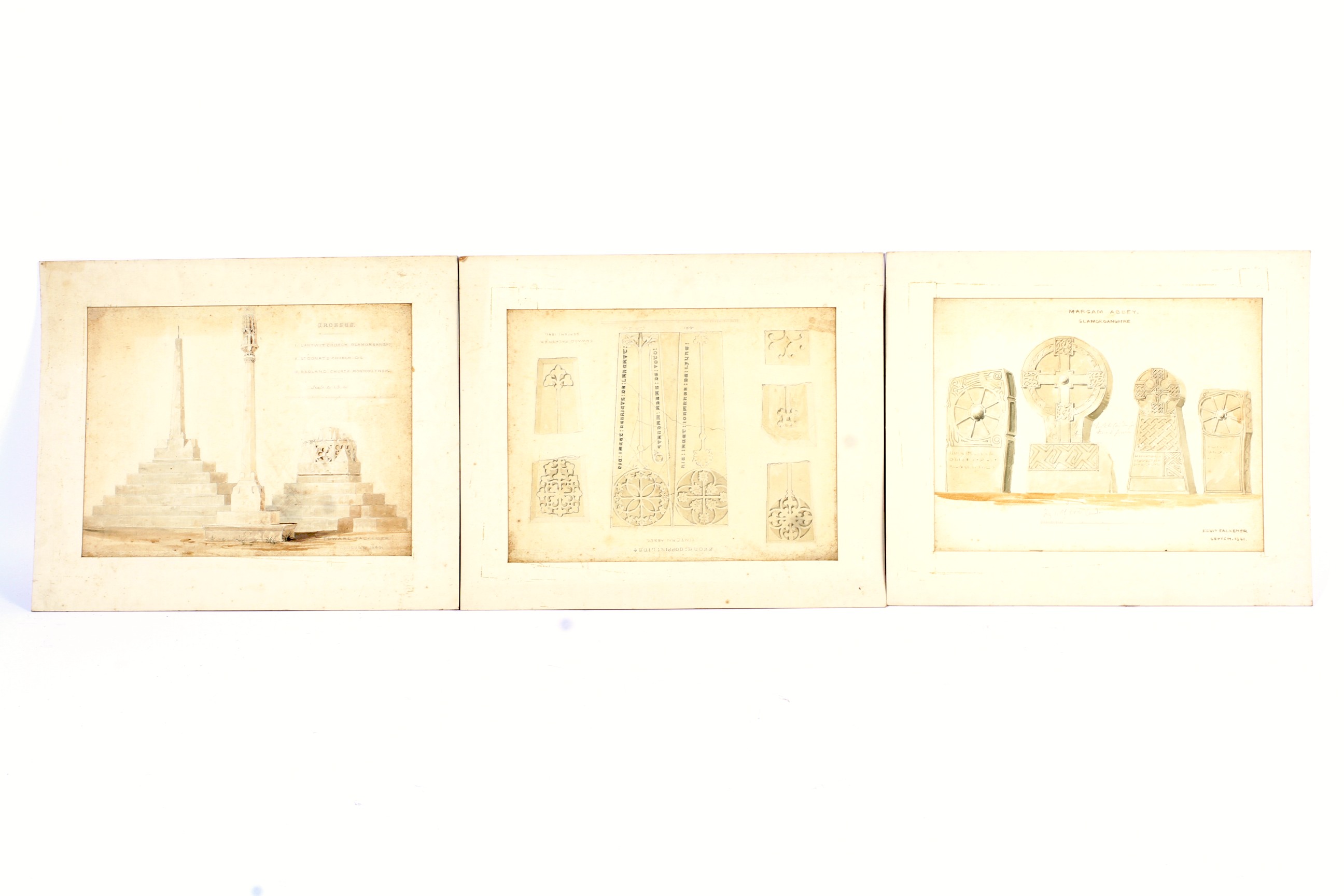 Edward Falkener (1814-1896), three ecclesiastical architectural studies in pencil,