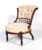 A Victorian button back bedroom chair.