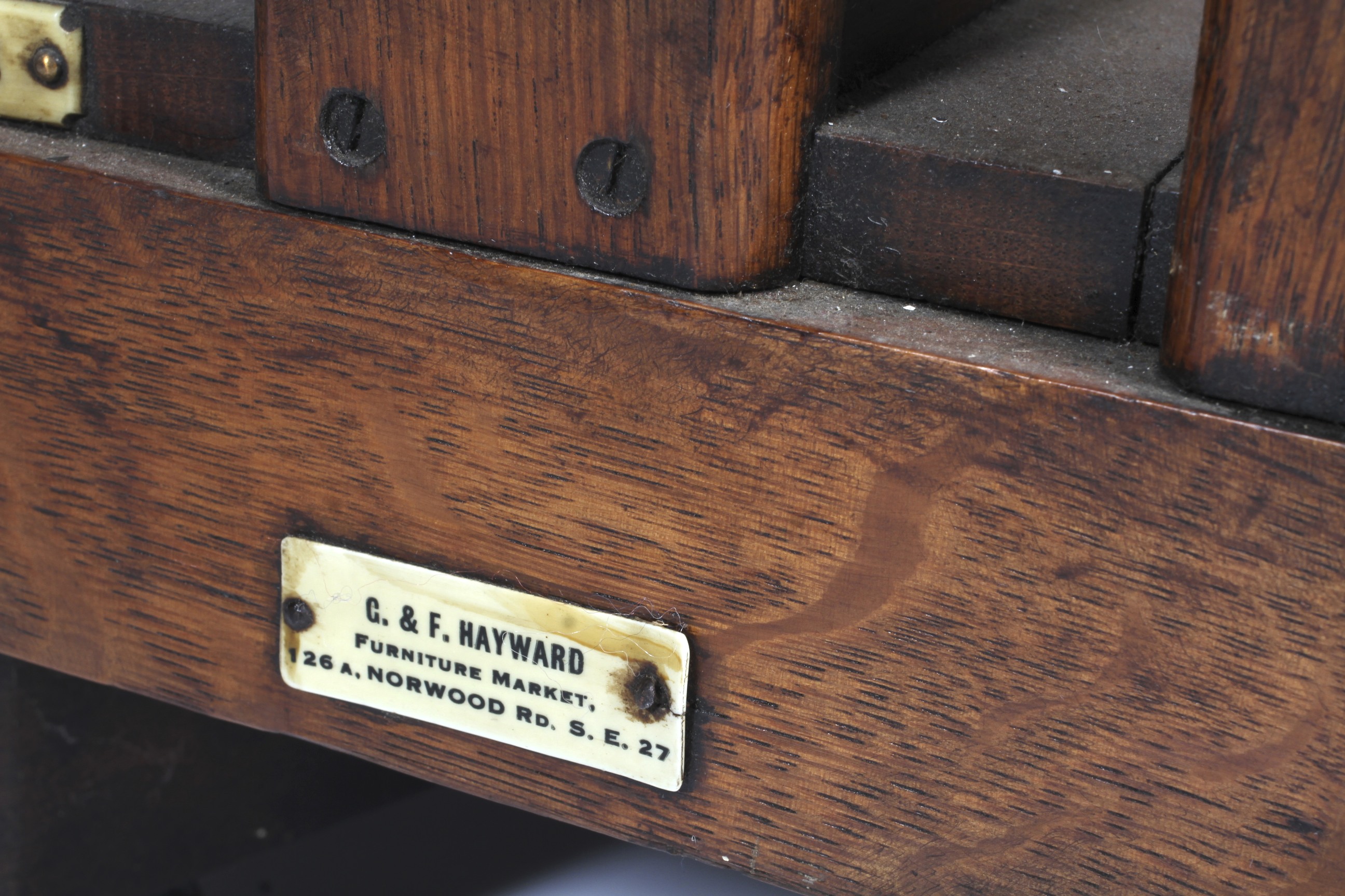 An early 20th century oak revolving library bookcase retailed by G & F Haywood (Norwood). - Image 2 of 2