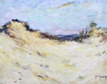 Pieter Mossay (1913-2010), a Belgium Sand Dune Seascape, oil on board. Signed lower right,