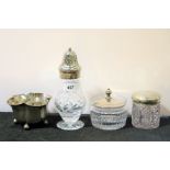 An assortment of 19th century and later silver and silver plate. Including a sugar bowl, 83.