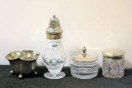 An assortment of 19th century and later silver and silver plate. Including a sugar bowl, 83.