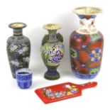 A group of assorted Oriental ceramics including a Japanese blue and white cup with internal