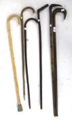 Six 19th century and later walking sticks.