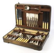 A vintage canteen of silver plated cutlery.