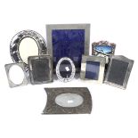Assorted silver plated and white metal picture frames.