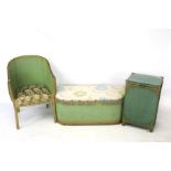 A group of three vintage Lloyd Loom style pieces of furniture.