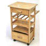 A contemporary beech 'Compact' kitchen trolley.