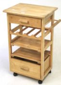 A contemporary beech 'Compact' kitchen trolley.
