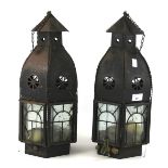 A pair of hanging lanterns.