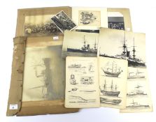 A small selection of of military related photographs and drawings.
