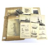 A small selection of of military related photographs and drawings.