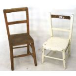 Two vintage childrens' wooden chairs.