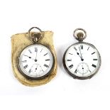 Two silver and white metal cased half hunter pocket watches.
