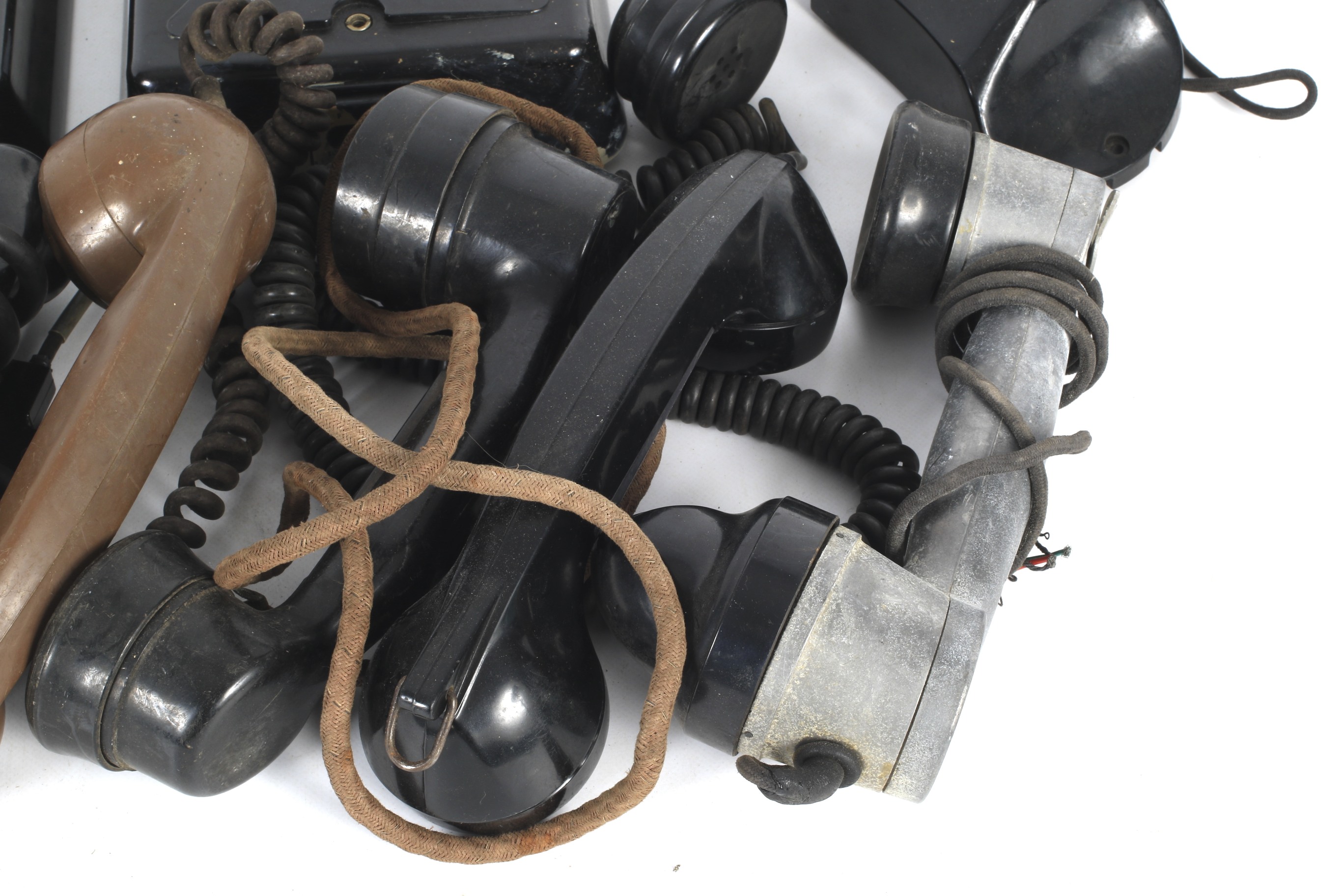 A box of assorted vintage telephone spares. Including Bakelite handsets, bellsets and wires, etc. - Image 2 of 3